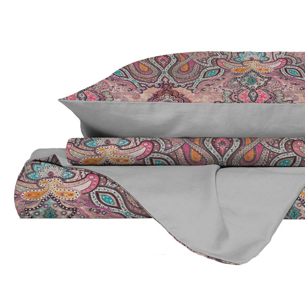 prezzo Copripiumino Matrimoniale con Federe Stampato in Puro Cotone Amanza