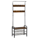 Appendiabiti Panchina per Ingresso con Scarpiera 72x34x185 cm in Legno MDF e Metallo 