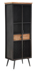 Mobile Iron School Grid 63x38,5x164 cm in Ferro e Legno di Abete Nero e Marrone