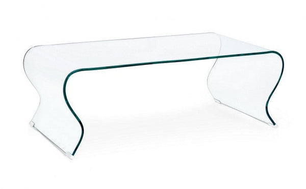 sconto Iride Curl Table Basse Rectangulaire avec Verre 120x60 en Verre