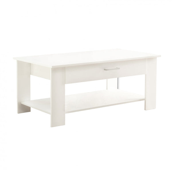 Table basse Myrto 110x60x44 h cm en aggloméré bilaminé blanc sconto