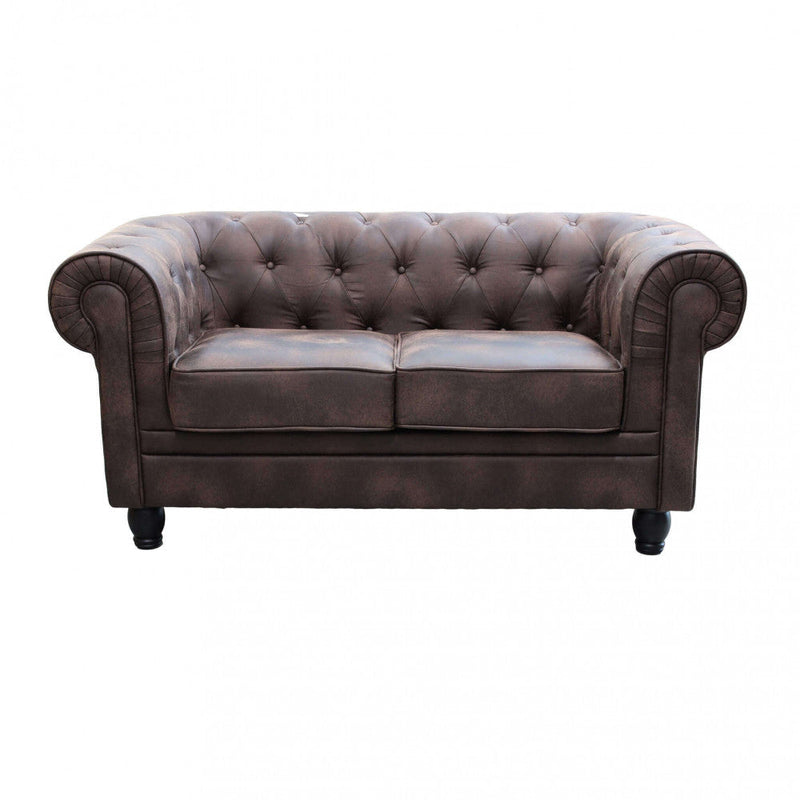 Divano 2 Posti Chesterfield 152x74x82 h cm in Similpelle Marrone