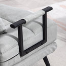 Poltrona Letto 3 in 1 Schienale Reclinabile in Finta Pelle Scamosciata Grigio Chiaro   