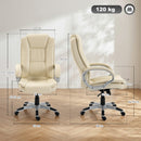 Sedia da Ufficio Girevole 65x68x112-122 cm con Funzione Dondolo Schienale Alto in Pelle PU Beige      