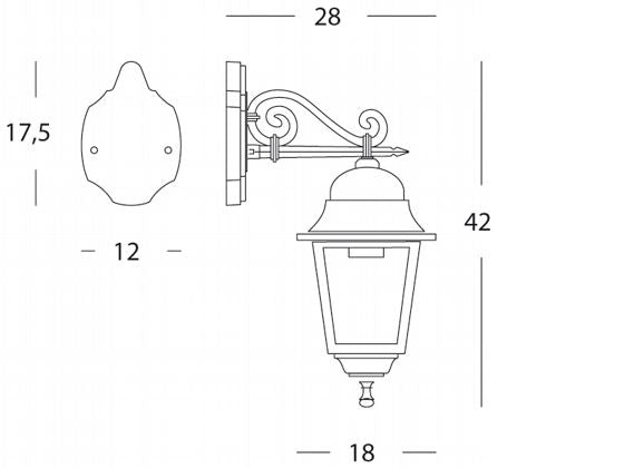 Lampada Applique Media in Basso Colore Nero da Esterno Linea Quadrata Sovil