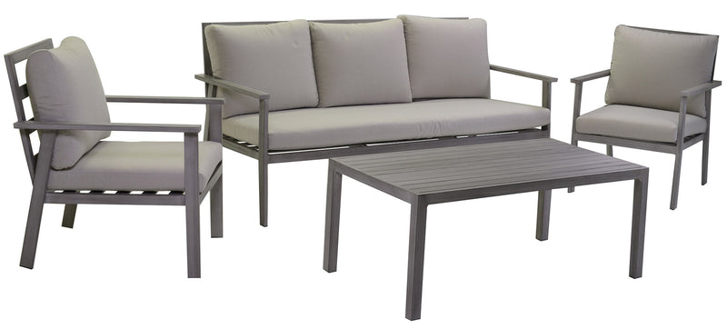 Set Salotto da Giardino in Alluminio Malibù Grigio