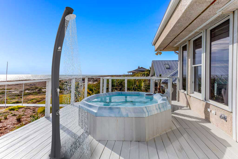 Doccia Solare da Giardino 22L Miscelatore e Lavapiedi Sined Sole Grigia