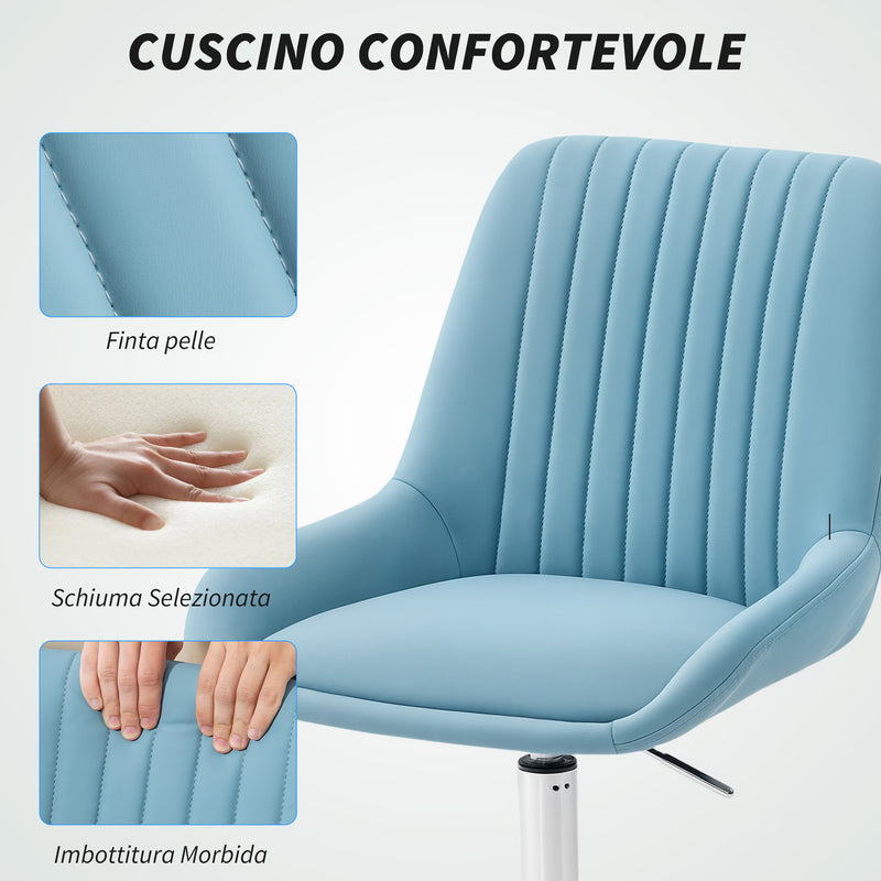 Sedia per Scrivania 52x58x80-90 cm Girevole con Ruote in Silicone PU Blu  