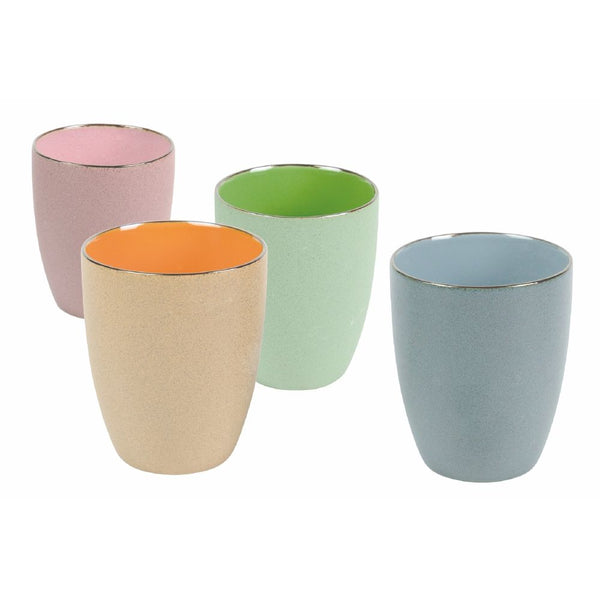 online Set 4 Tazze Senza Manico Ø8,5x10,6 cm in Gres VdE Tivoli 1996 Glazed