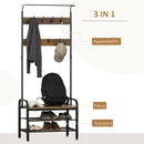 Appendiabiti Panchina per Ingresso con Scarpiera 72x34x185 cm in Legno MDF e Metallo 