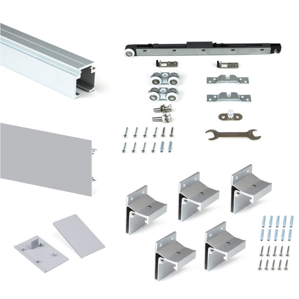 sconto Rail en aluminium Emuca pour portes coulissantes avec kit d'accessoires 200 cm