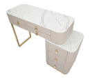 Consolle Trucco da Camera Beauty 120x75x40 cm in Legno MDF e Metallo Crema/Oro