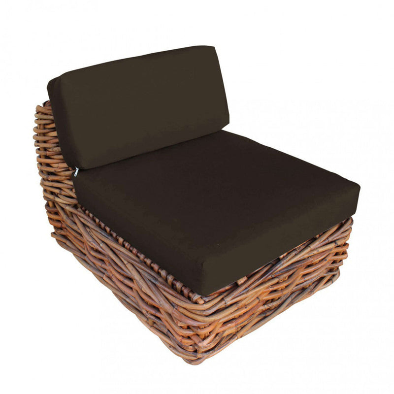 Poltrona Componibile Polinesia con Cuscini 75x87x105 cm in Rattan Marrone