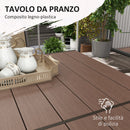 Set Tavolo e 6 Sedie Impilabili da Giardino in Plastica Cachi e Marrone