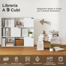 Libreria a Cubi con 6 Sezioni Aperte e 3 Chiuse 106x24x95 cm in Legno Bianco      