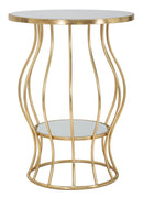Tavolinetto Flat Ø50x68 cm in Ferro e Specchio Oro e Argento