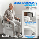 Rialzo WC per Anziani con Maniglie Antiscivolo Larghezza Regolabile Capacità 136kg in HDPE Bianco      