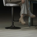 Set 2 Sgabelli da Bar Girevoli 44x53x91-111A cm in Tessuto Effetto Lino Grigio Scuro 