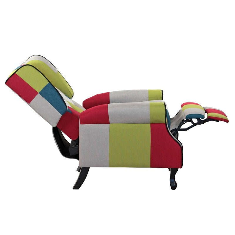 Poltrona Relax Reclinabile 76,5x73x47 cm Push Back in Tessuto Patchwork