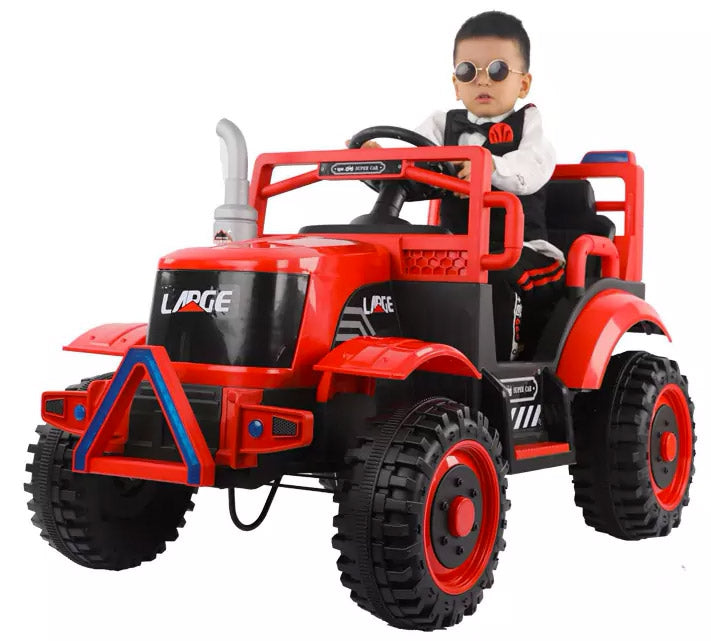 Trattore Elettrico per Bambini 12V con Rimorchio Kidfun Rural Rosso