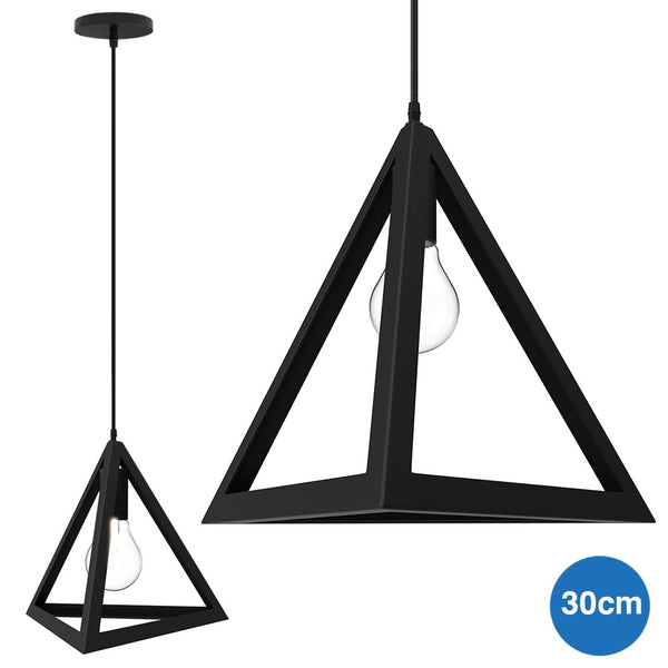 Lampadario Lampada Sospensione Piramide 30cm Design Moderno Paralume Nero online