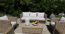 Set Salotto da Giardino 2 Poltrone Tavolino Divano 3 Posti in Rattan Manila Grigio