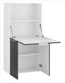 Armadio con Scrivania a Scomparsa 70x35x140 cm Dalia Bianco/Report Grigio  