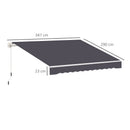 Telo di Ricambio per Tenda a Bracci Retrattile 347x290 cm  in Poliestere Anti UV Grigio  