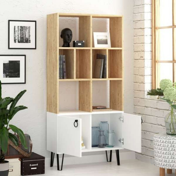 acquista Bibliothèque Bene 80x30x166 cm avec portes en chêne blanc