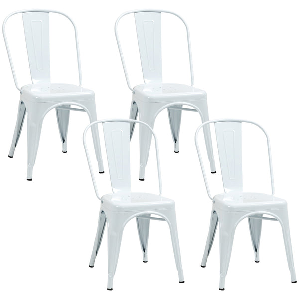 Lot de 4 chaises de cuisine empilables 53x45x85 cm en acier blanc prezzo
