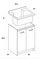 Mobile Lavatoio 60x50x85cm 2 Ante Asse in Legno Montegrappa Marella Bianco con Cesto