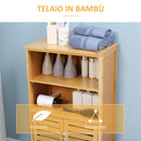 Mobiletto Bagno Salvaspazio 50x29x92 cm Armadietto e 2 Ripiani Aperti in Legno   