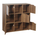 Libreria Mobiletto 9 Scomparti 5 Ante 88.8x29x90.5 cm in Legno MDF Effetto Naturale