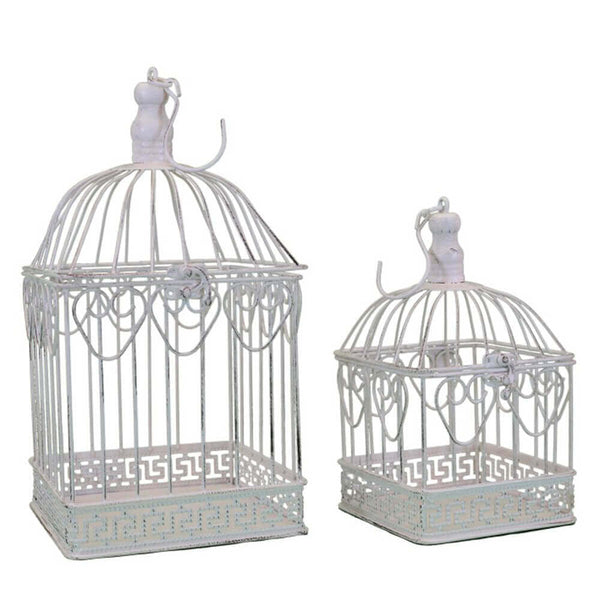 acquista Ensemble de 2 cages rectangulaires Natalie en acier blanc antique