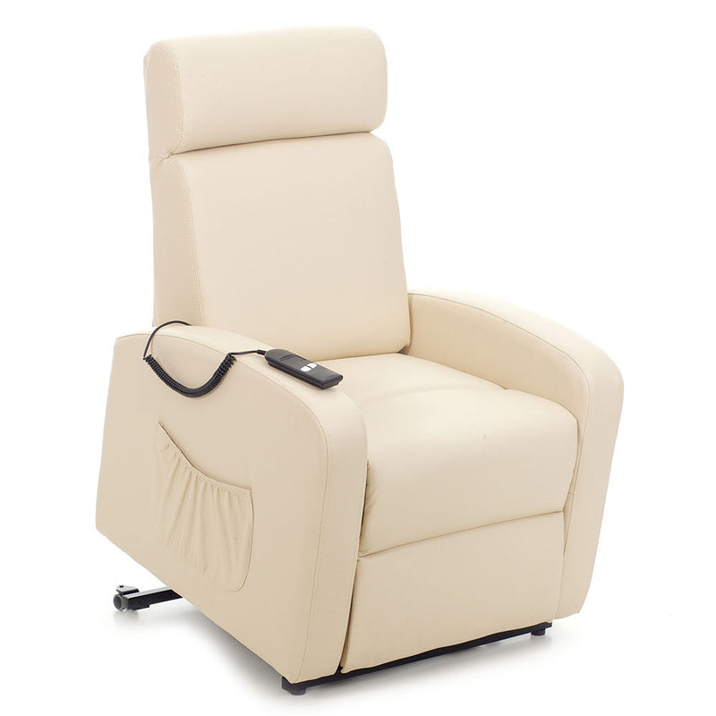 Poltrona Alzapersona Elettrica 1 Motore Reclinabile in Similpelle Katia Crema