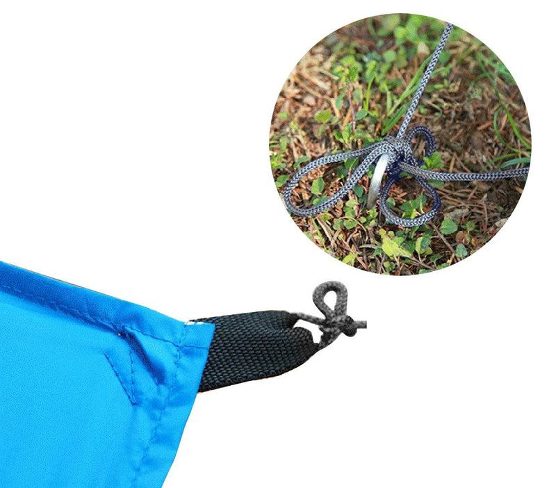 Tenda a sospensione con parasole per camping con picchetti e tiranti Azzurra