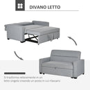 Divano Letto 2 Posti 154x87x89 cm in Tessuto Grigio