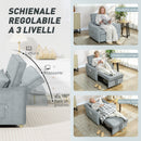 Poltrona Letto 3 in 1 con Schienale Reclinabile e Cuscino 88x84x87 cm Rivestimento in Ciniglia Grigio      
