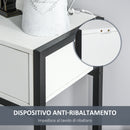 Consolle Fissa 120x34x81 cm in Truciolare e Acciaio  Bianco e Nero