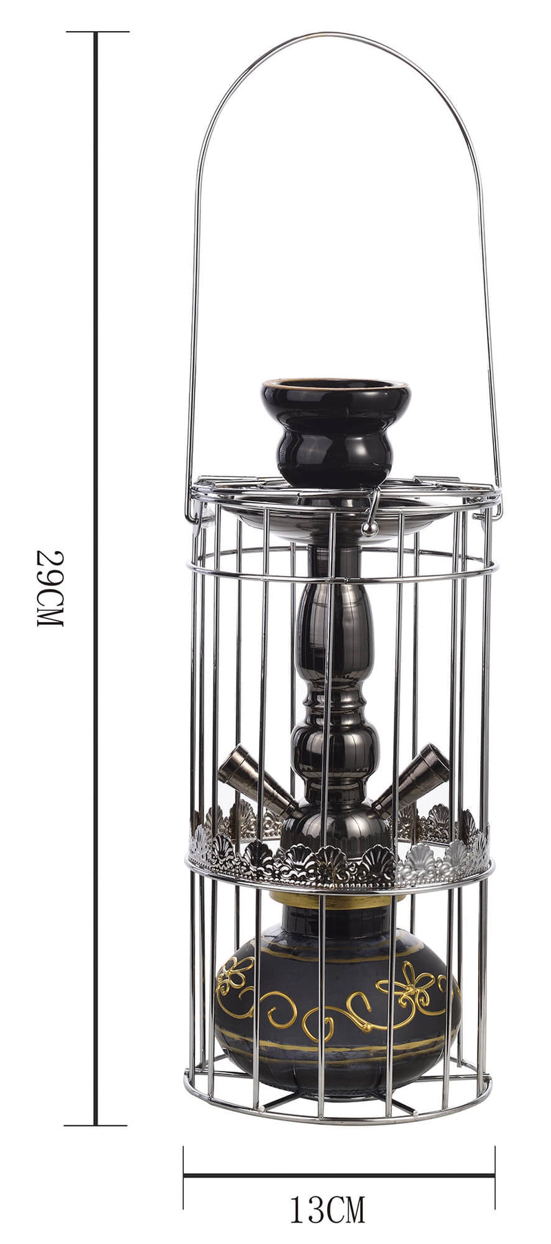 Narghilè 2 Tubi H29 cm con Pinza Carbone