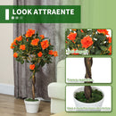 Set 2 Piante Artificiali Camelie con 21 Fiori per Interni con Vaso in PE Arancione  