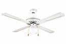 Ventilatore da Soffitto con 4 Pale e Lampada Ø130cm 3 Velocità  Kooper Windy Bianco
