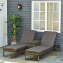 Set 2 Lettini Prendisole con Tavolino in Rattan  Grigio