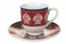 Set 6 Tazzine Caffè con Piattino in Porcellana Villa d'Este Home Tivoli Shiraz