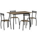 Set Tavolo e 4 Sedie in Acciaio e MDF Noce