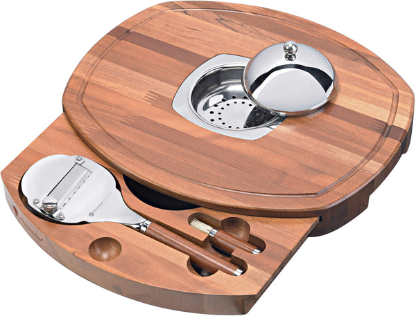 Ensemble d'emporte-pièces à truffes en acier inoxydable avec plateau en bois Alexander sconto