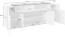 Credenza 4 Ante Battenti + 1 Anta a Ribalta 200x45x85,5 cm Coro Bianco Lucido e Ardesia