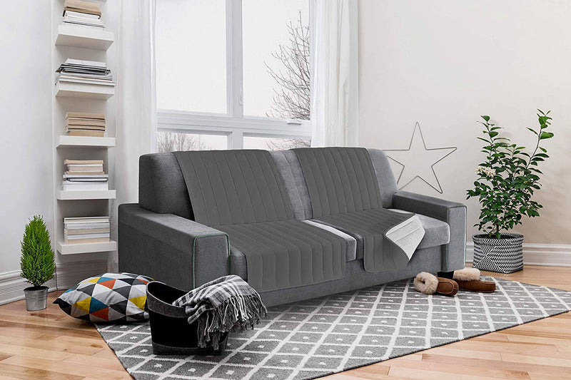 Copridivano a Fascia Doubleface Trapuntato 60x190cm Grigio Chiaro/Grigio Scuro