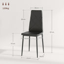 Set 2 Sedie 41x50x97 cm con Schienale Alto in Finta Pelle e Acciaio Nero 
