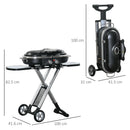 Barbecue a Gas GPL 2 Fuochi 100x41,6x82,5 in Lega di Alluminio e Acciaio Nero